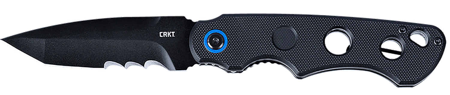 CRKT 2606 A.B.C. 3.39" Assisted Folder Tanto Blade, Black Oxide 12C27 Veff Serrated, Black Textured G10 Handle