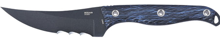 CRKT 2709B Clever Girl 4.60" Fixed Blade Tactical Knife, Black Powder Coated SK-5 Veff Serrated, Blue Marbled G10 Handle