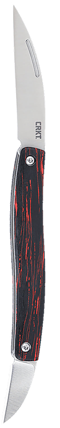 CRKT 4810 Forebear 1.06"/2.29" Dual-Blade Folding Knife, Satin 12C27 Sandvik, Black/Red G10 Handle, Slip Joint