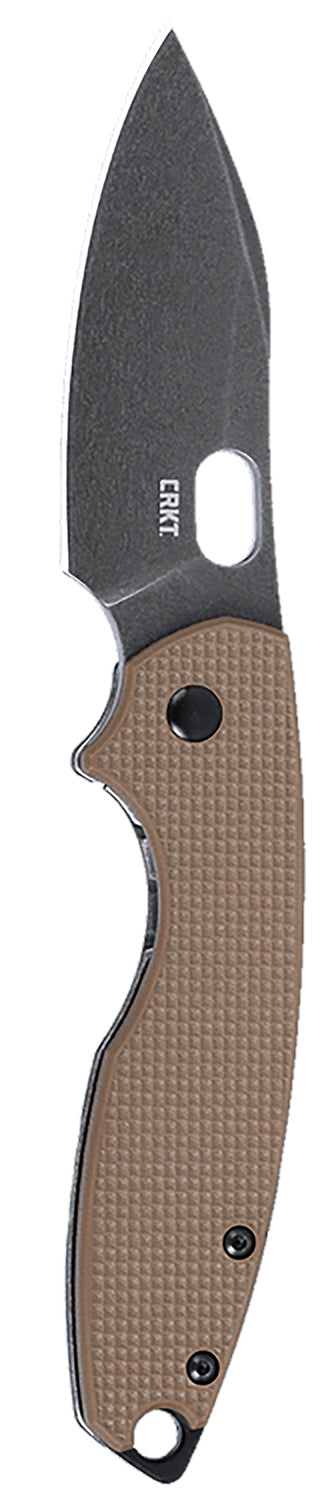 CRKT 5317B Pilar III 2.97" D2 Steel Spear Point Folder, Stonewashed Blade, Earth Brown G10 and SS Handle