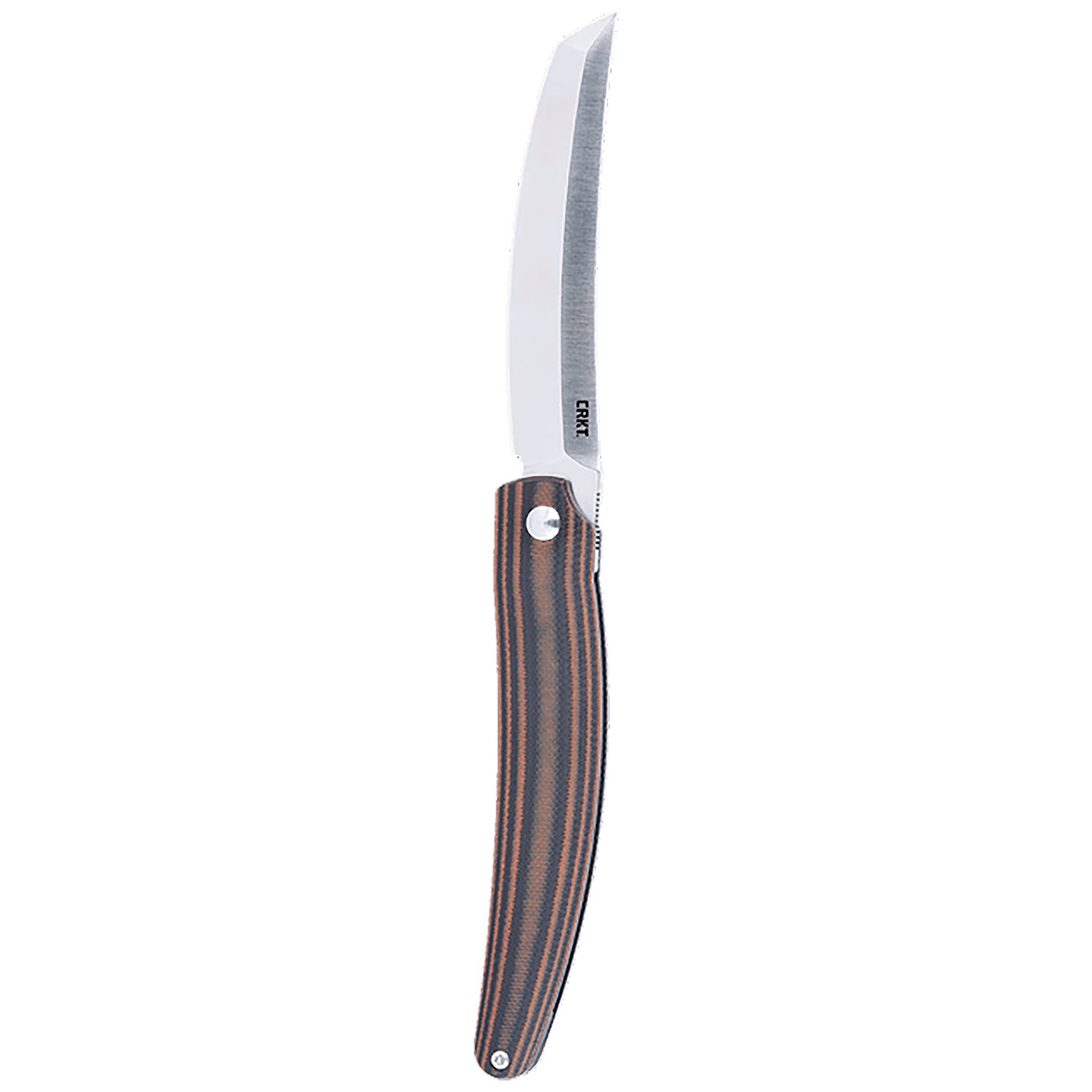 CRKT 5930 Ancestor 3.60" Folding Tanto EDC Knife, Plain Satin D2 Blade, Black/Brown Striped G10 Handle, IKBS Bearings