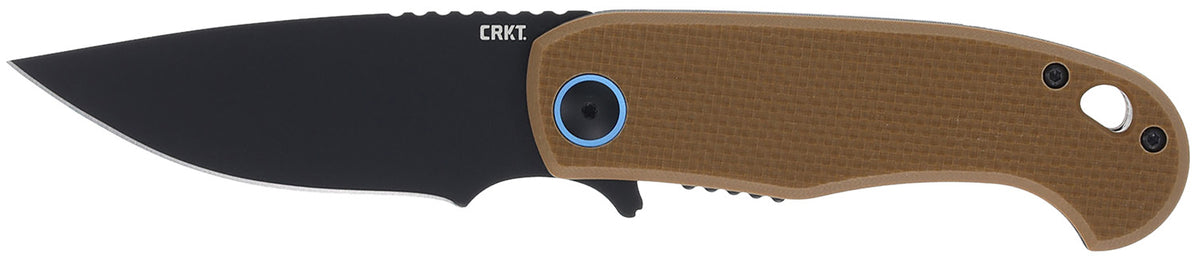 CRKT 7910 P.S.D. II 3.03" Folding Drop Point AUS-10 Blade with Black EDP Finish, Coyote Tan Textured G10 Handle