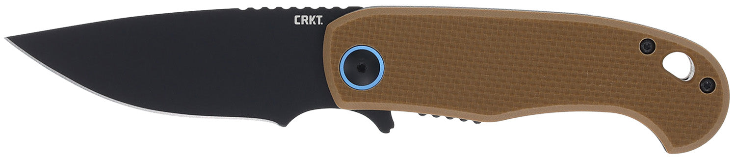 CRKT 7910 P.S.D. II 3.03" Folding Drop Point AUS-10 Blade with Black EDP Finish, Coyote Tan Textured G10 Handle