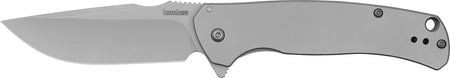 Kershaw Scour 3.30" Flipper Folder Drop Point Bead Blasted Stainless Blade, Stainless Steel Handle