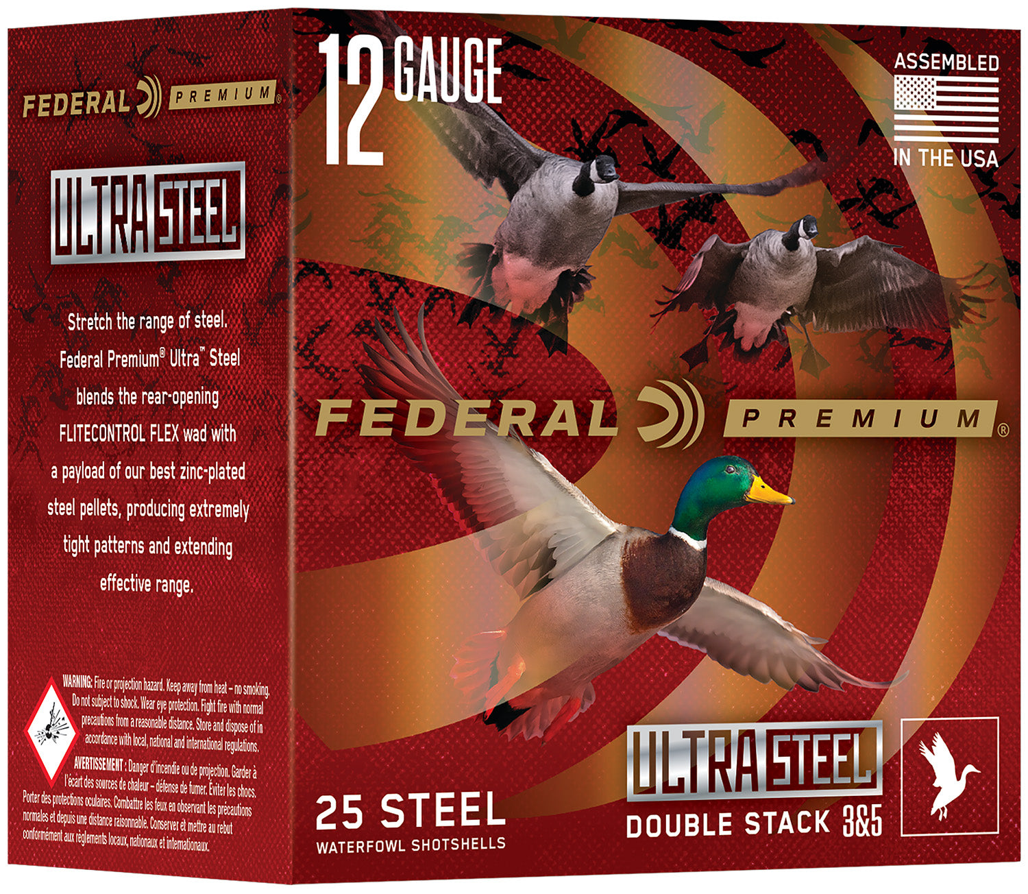 Federal 12 Gauge Shotgun Ammo Ultra Steel 3 in 1-1/4 oz BB / 2
