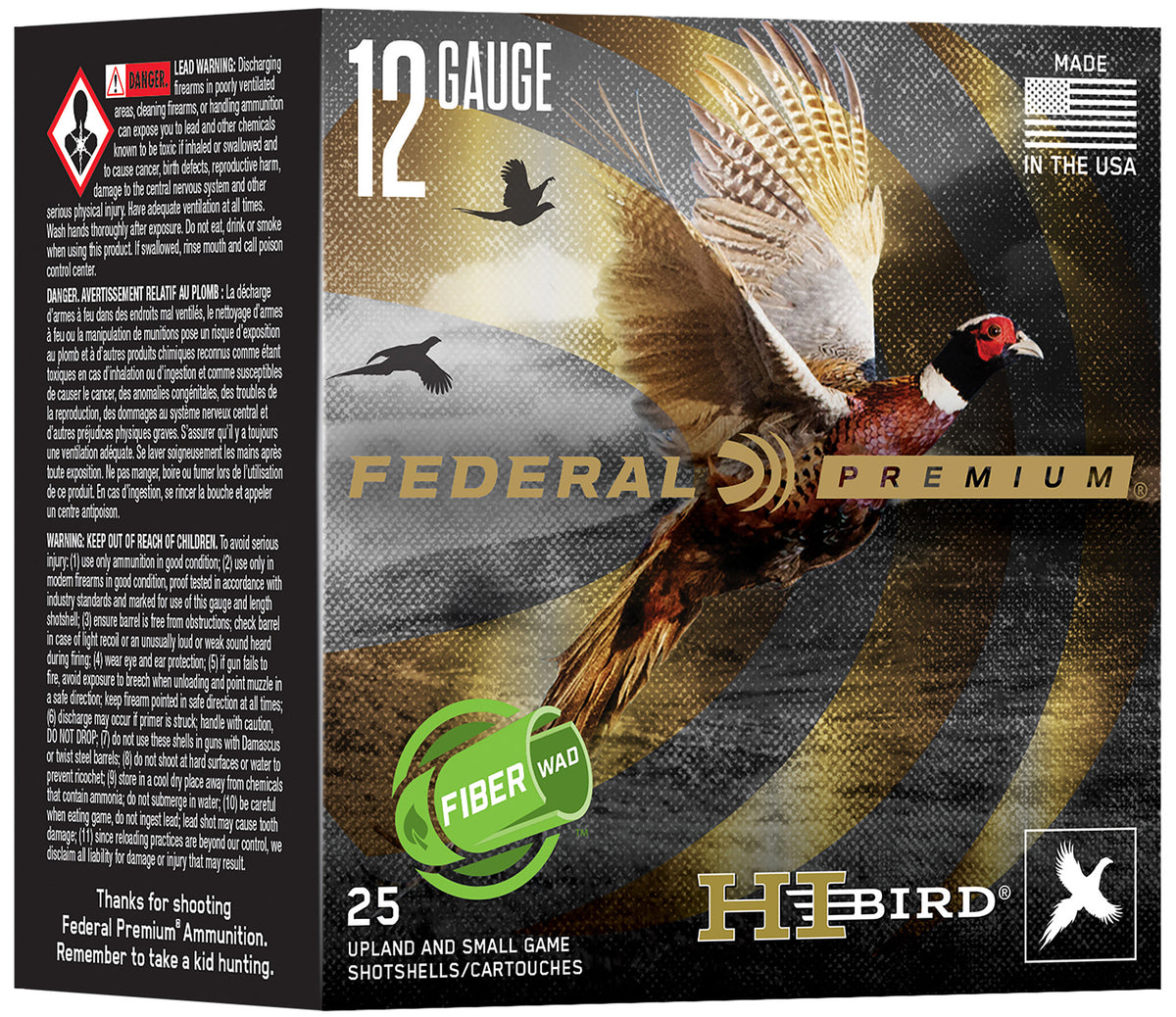 Federal 12 Gauge Shotgun Ammo Premium Hi-Bird Fiber Wad Bismuth 2.75 in 1-1/4 oz #5