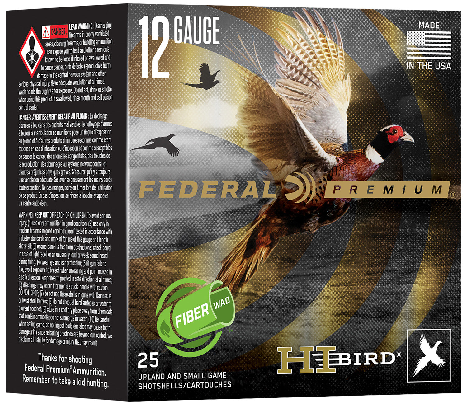 Federal 12 Gauge Shotgun Ammo Premium Hi-Bird Fiber Wad Bismuth 2.75 in 1-1/4 oz #5