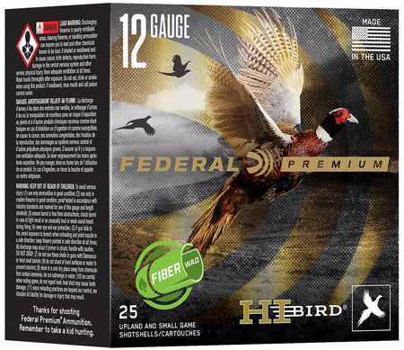 Federal 12 Gauge Shotgun Ammo Premium Hi-Bird Fiber Wad Bismuth 2.75 in 1-1/4 oz #5