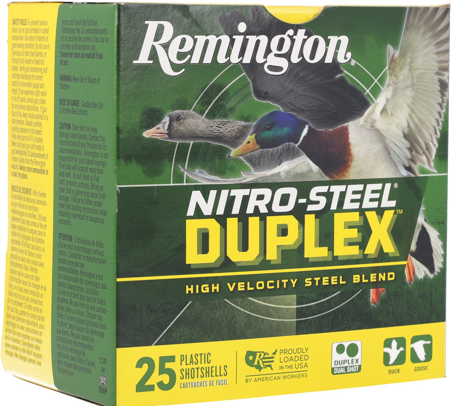 Remington 12 Gauge Shotgun Ammo Nitro Steel Duplex High Velocity Steel Blend 3 in 1-1/4 oz BB / 4