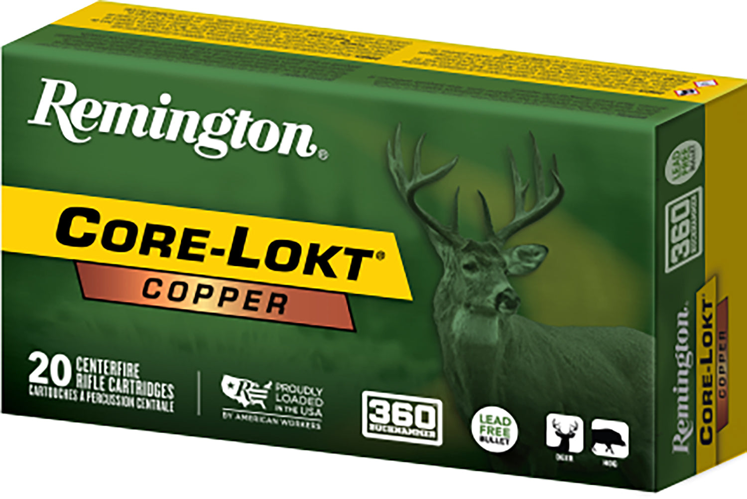 Remington .360 Buckhammer Core-Lokt Copper 160 grain Solid Hollow Point ammunition