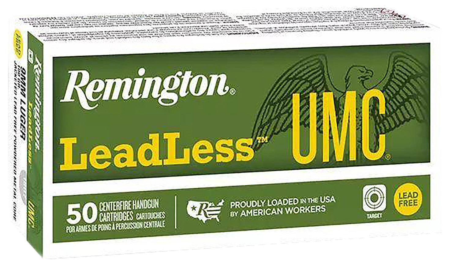 Remington 9mm Luger / Parabellum UMC Leadless 100 grain Lead Free Jacketed ammunition