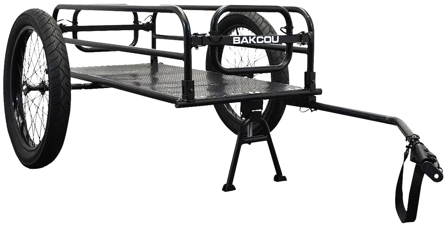 Bakcou Folding Cargo Electric Bike Trailer Black 70" Length Removable Canvas Liner Kickstand Included