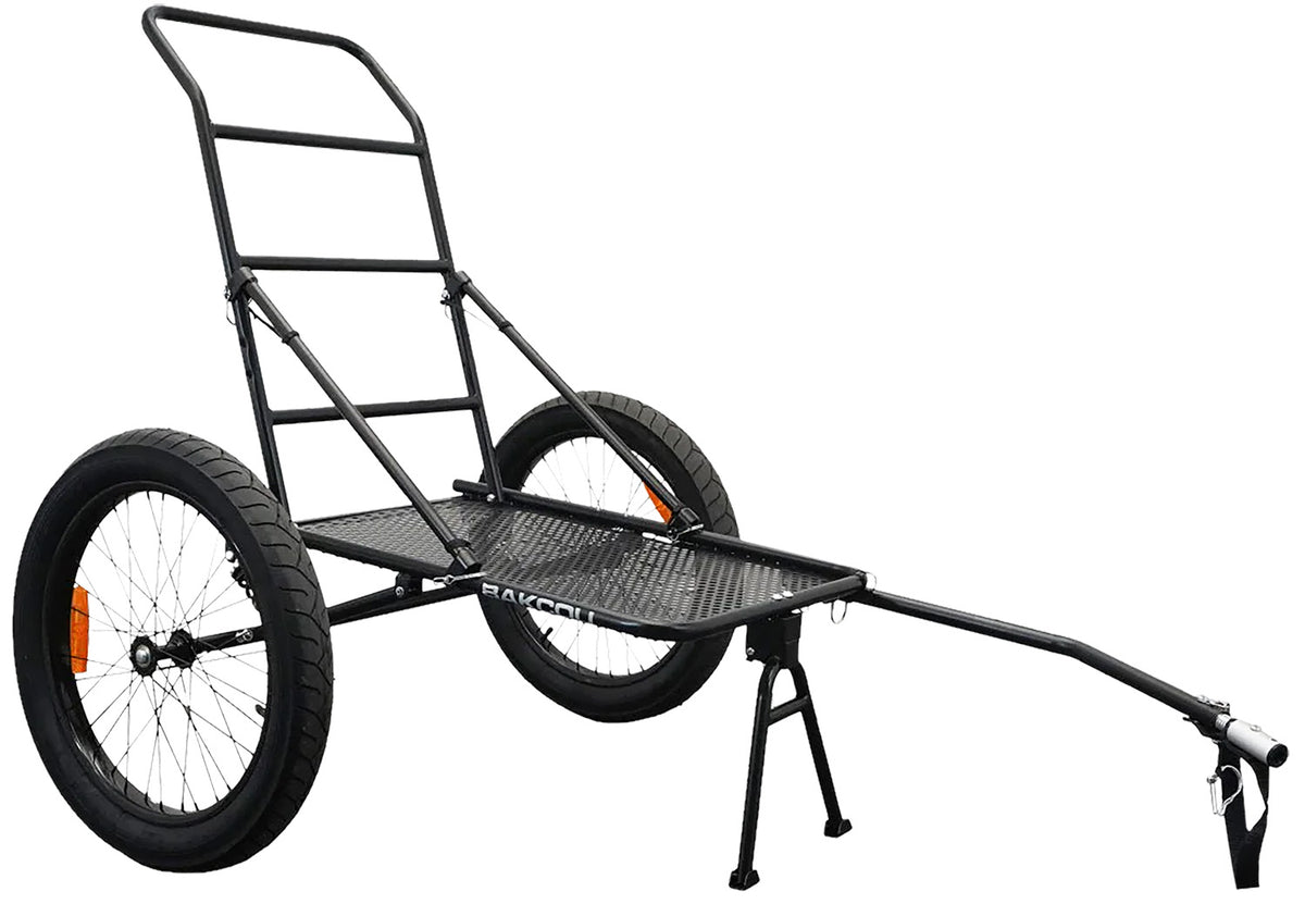 Bakcou Folding Deer Electric Bike Trailer Black 72" Total Length 8" Ground Clearance with Kickstand