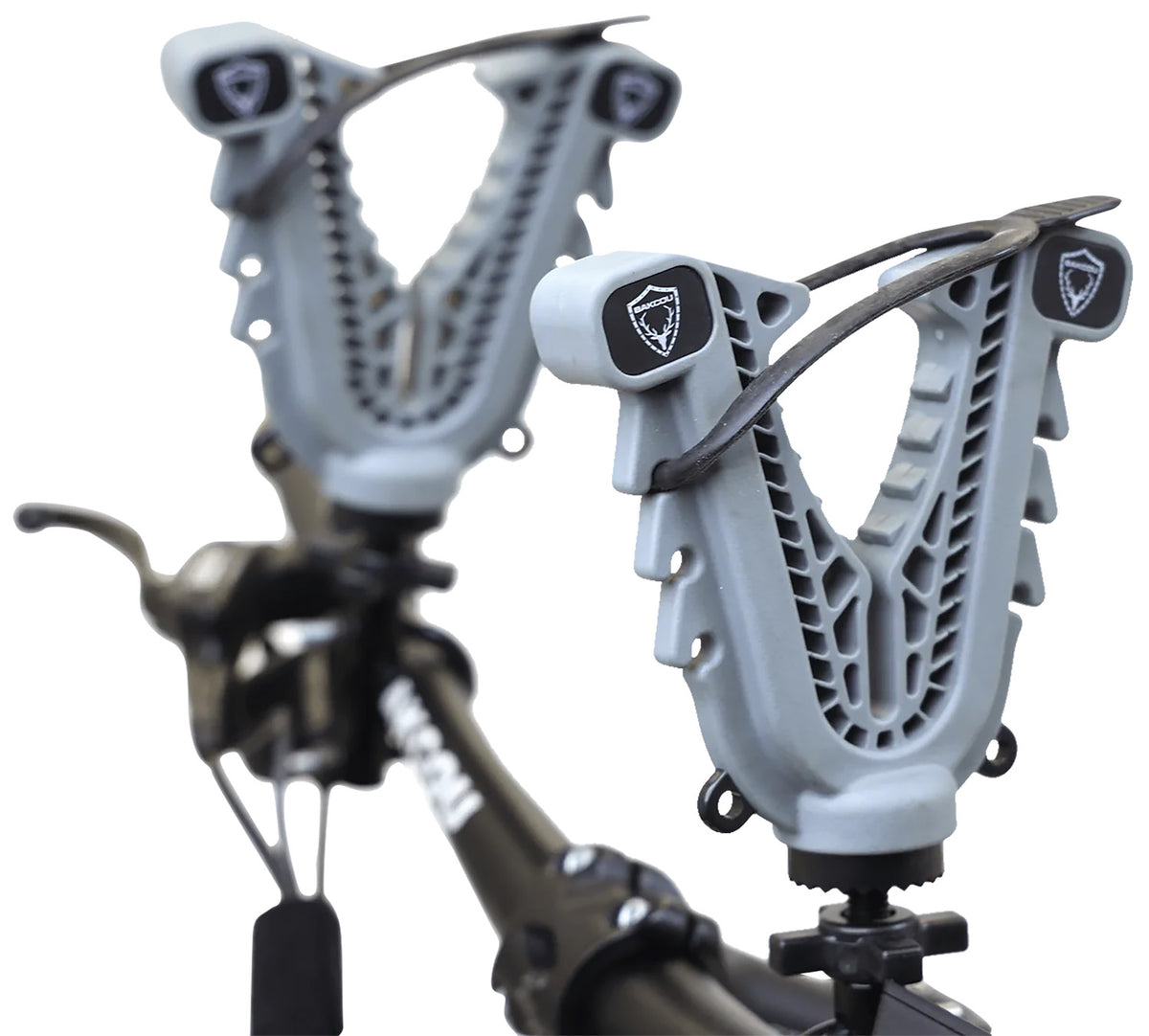 Bakcou Universal eBike Gun and Bow Rack Accessory Mount Gray/Black with Variable Fit Technology