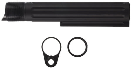 Primary Weapons EBT-RLCN-KIT Fluted Extended Buffer Tube with Castle Nut Set Black Anodized Aluminum