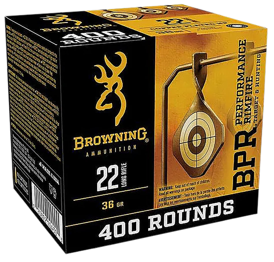 Browning .22 Long Rifle BPR Performance Rimfire 36 grain Plated Hollow Point ammunition