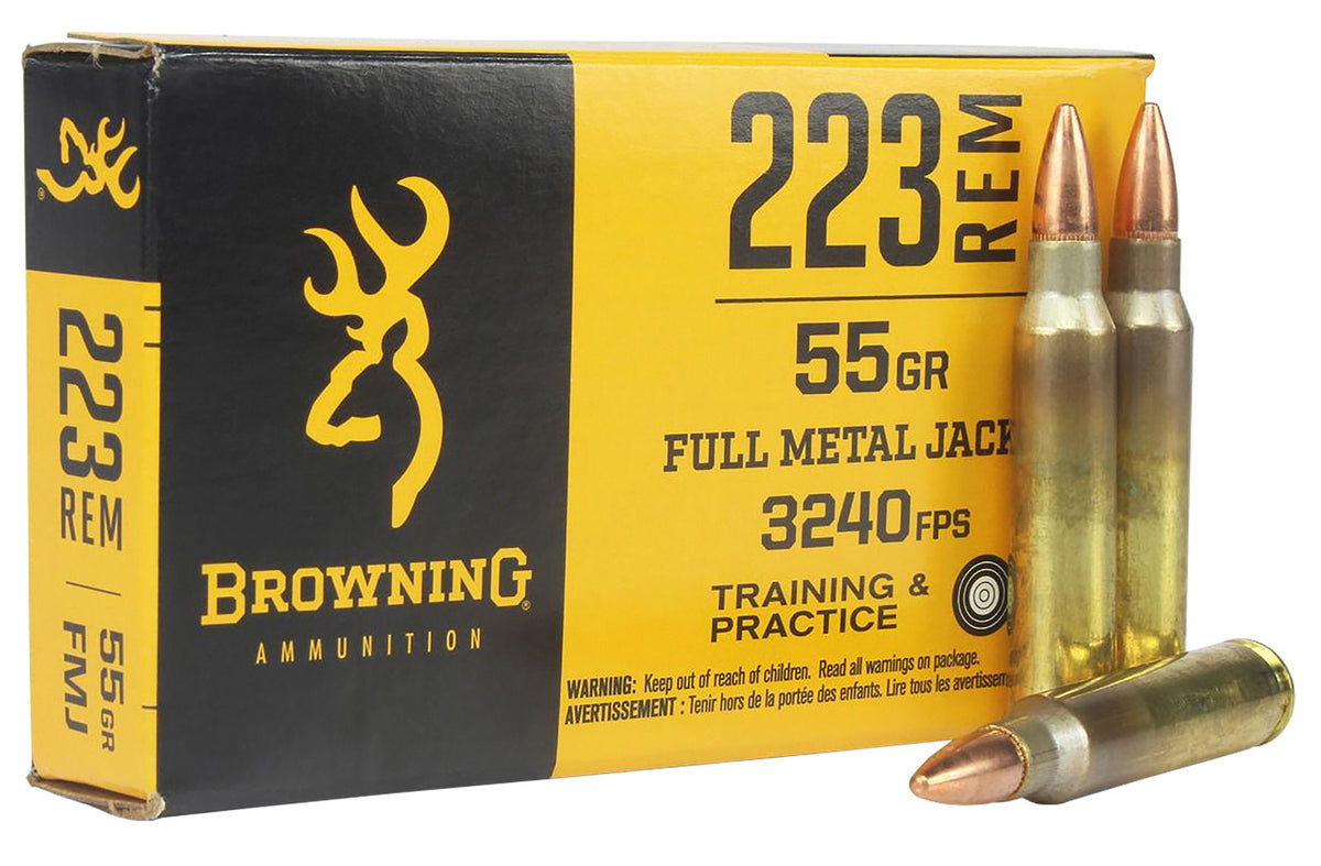 Browning .223 Remington Training & Practice 55 grain Full Metal Jacket ammunition