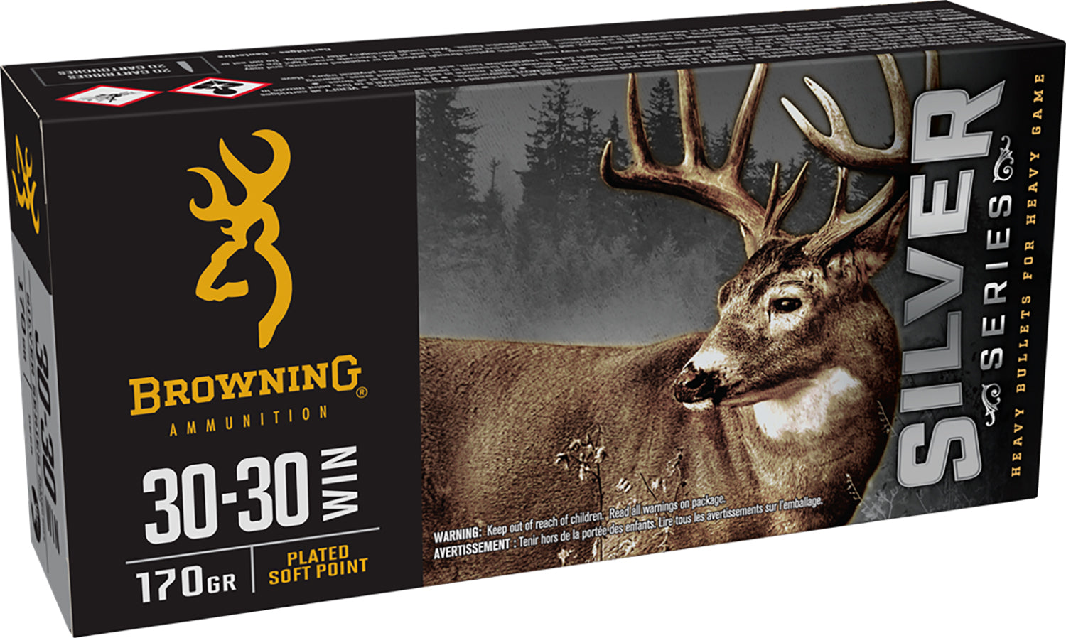 Browning .30-30 Winchester Silver 170 grain Plated Soft Point ammunition