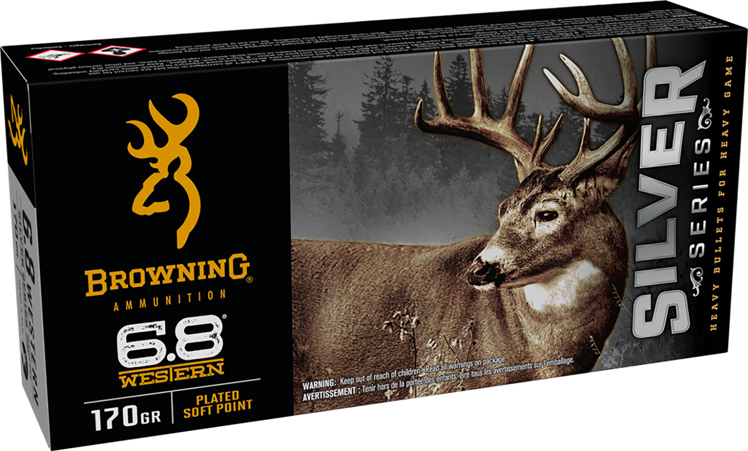 Browning 6.8 Western Silver 170 grain Plated Soft Point ammunition