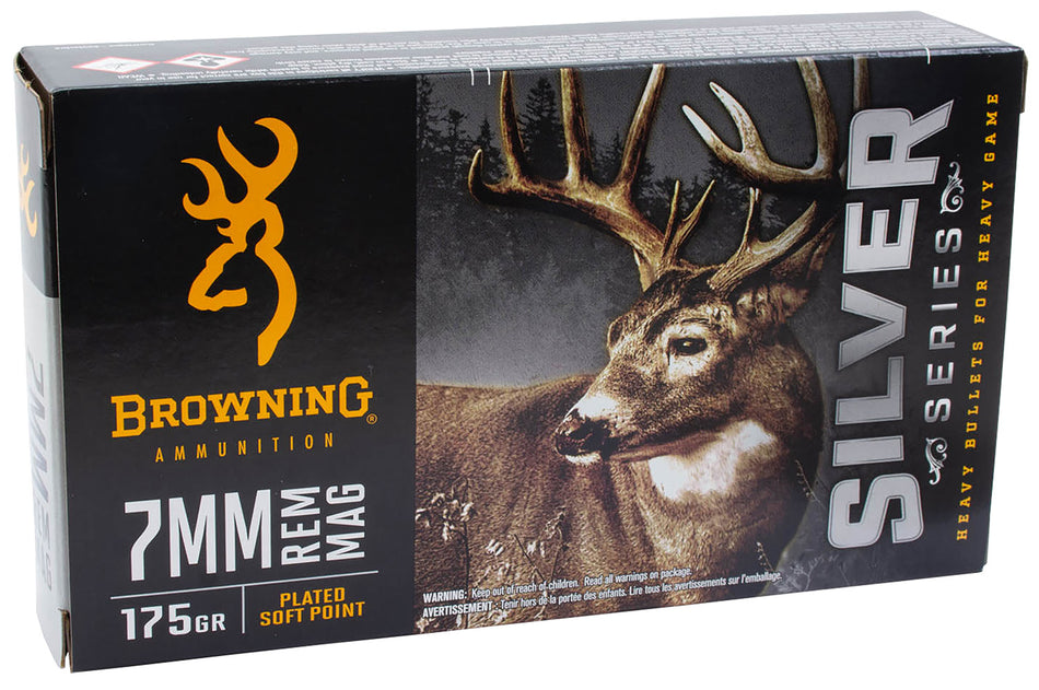Browning 7mm Remington Mag Silver 175 grain Plated Soft Point ammunition