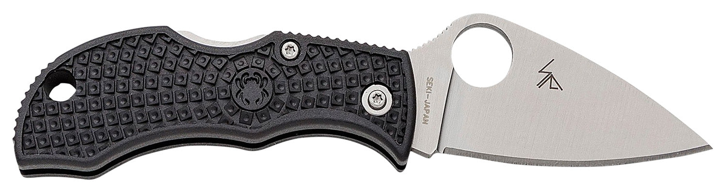 Spyderco Manbug MBKLFP 1.90" Stonewashed VG-10 Leaf-Shaped Blade Black FRN Handle Keychain Folding Knife