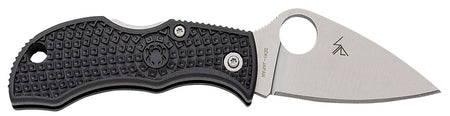 Spyderco Manbug MBKLFP 1.90" Stonewashed VG-10 Leaf-Shaped Blade Black FRN Handle Keychain Folding Knife