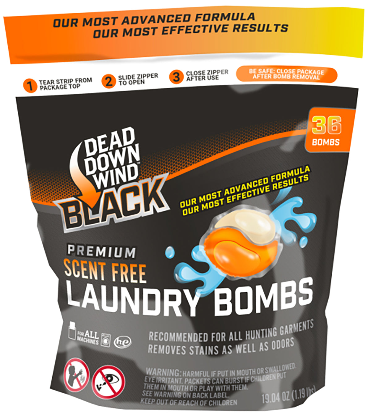 Dead Down Wind Black Laundry Bomb Pods Scent Eliminator 36-Count