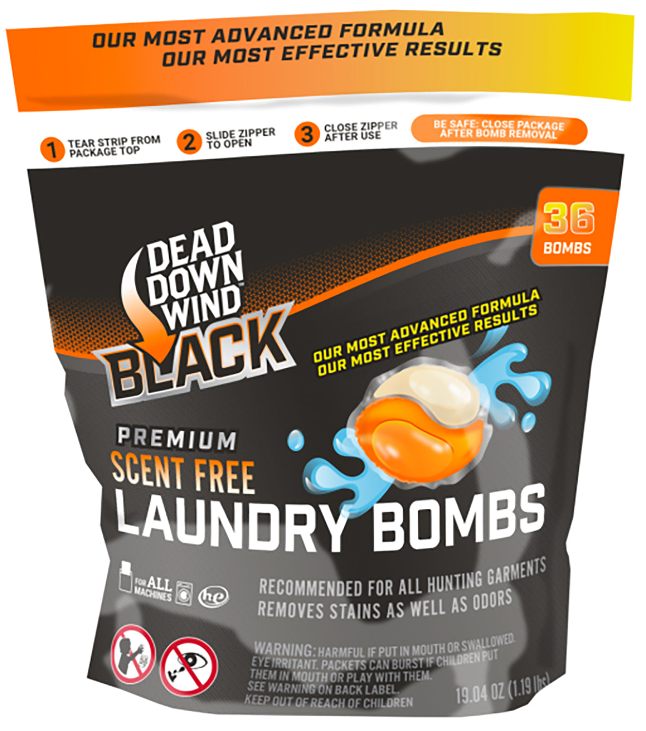 Dead Down Wind Black Laundry Bomb Pods Scent Eliminator 36-Count