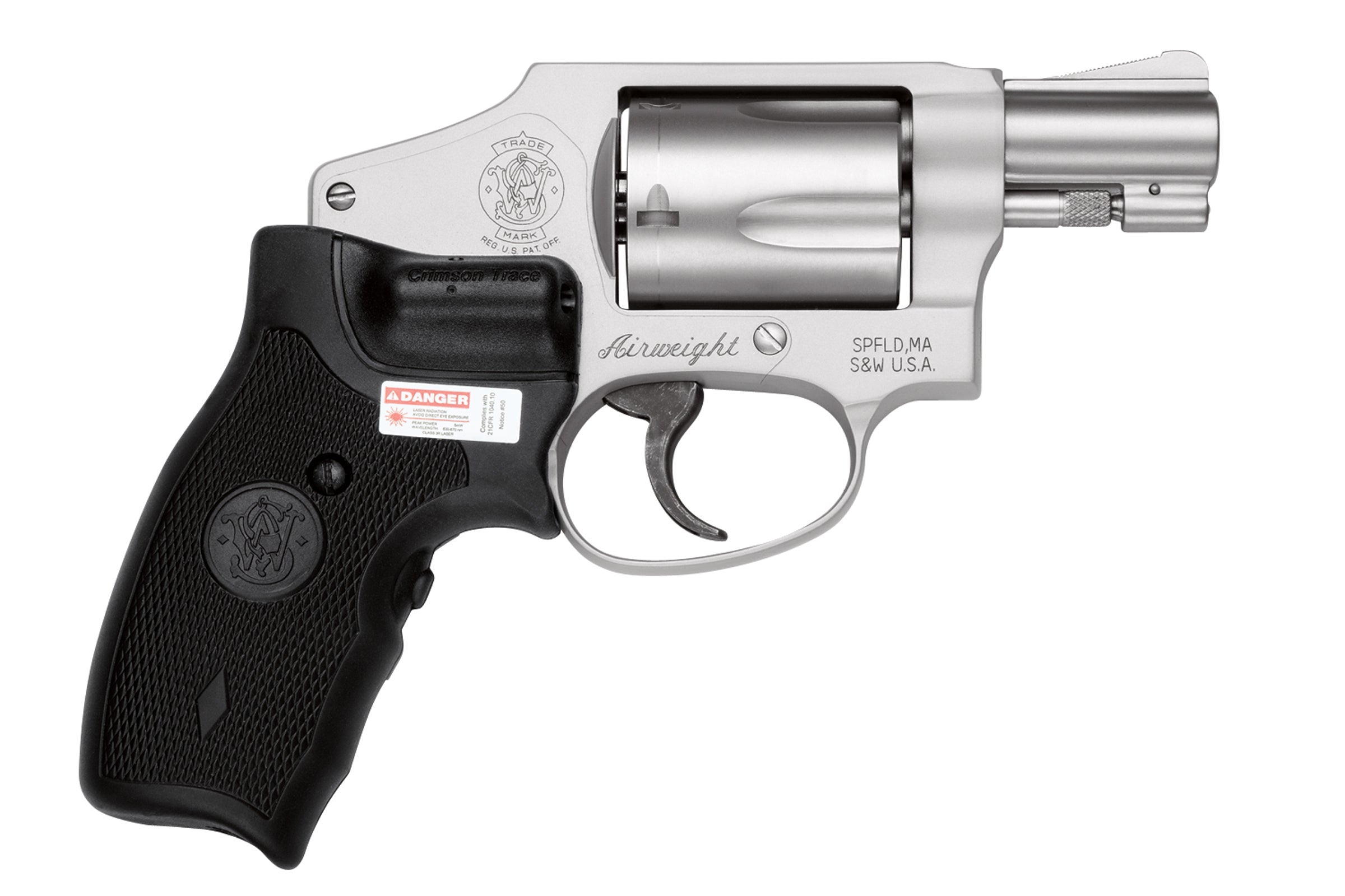 Smith & Wesson 150972 Model 642 w/Laser *CA Compliant J-Frame 38 Special +P 5 Shot 1.88" Stainless Steel Barrel, Stainless Cylinder, Stainless Aluminum Frame, Crimson Trace Lasergrip, Concealed Hammer