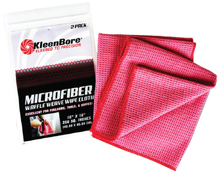 KleenBore MCR 16" x 16" Waffle Weave Microfiber Cleaning Cloth 2 Pack