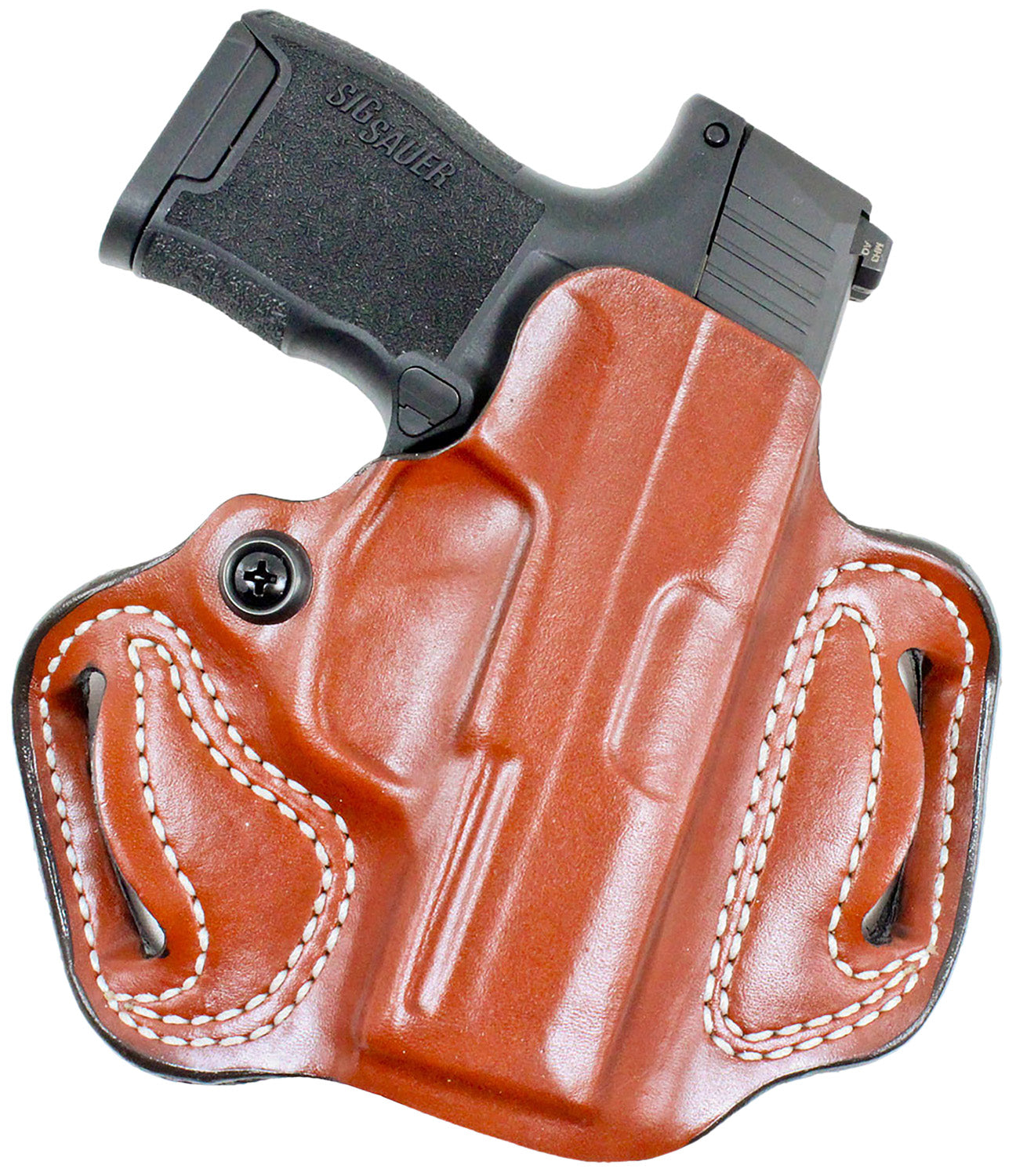 DeSantis 086TA9YZ0 Mini Slide OWB Tan Leather Fits Sig Sauer P365 w/Red Dot Right Hand