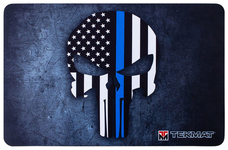 TekMat Blue Line Punisher Skull Firearm Cleaning Mat 11x17 Inch