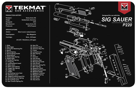 TekMat Sig Sauer P220 Firearm Cleaning and Maintenance Mat 11x17 Inch