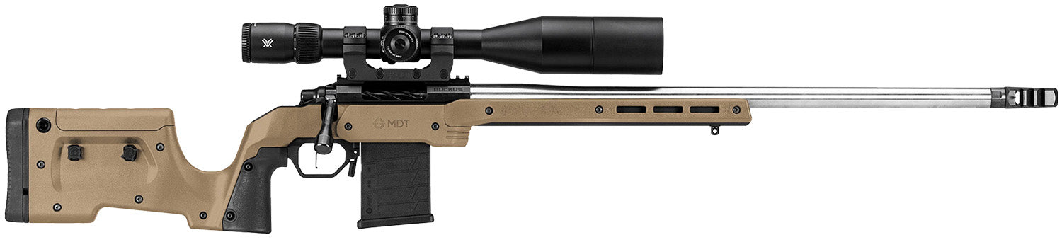 MDT XRS FDE Precision Rifle Chassis with V-Block Bedding for Short Action Ruger American