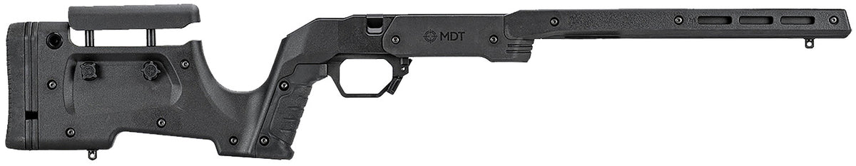 MDT XRS Black Precision Rifle Chassis with V-Block Bedding for Short Action Ruger American