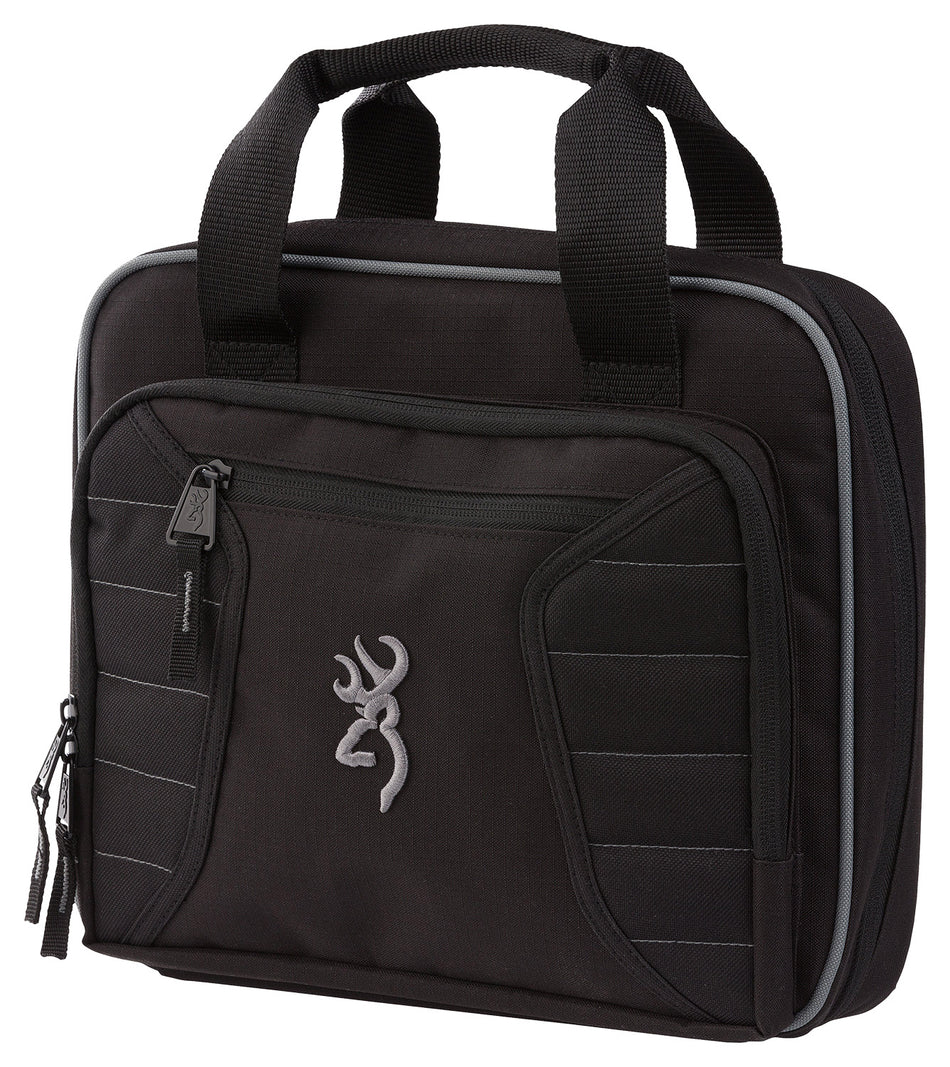 Browning Double Black Polyester Handgun Case 2-Pistol Capacity Zippered Side Pockets