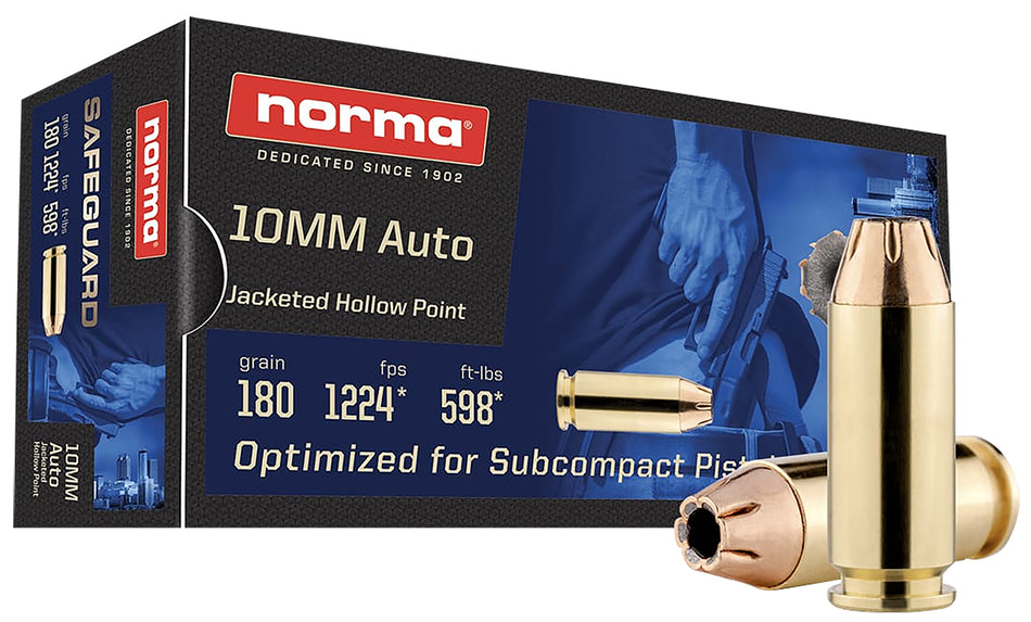 Norma Safeguard Jacketed Hollow Point 180 Grain 10mm Auto  810036151689