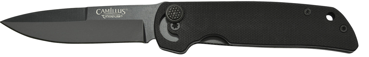 Camillus 19637 Cuda Mini 3" Folding Plain Drop Point Black Carbonitride Titanium AUS-8A Steel Blade, Textured G10 Handle