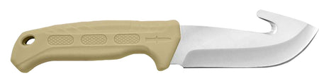Camillus 19156 Roto 4" Fixed Blade Gut Hook Plain Satin Titanium Bonded 420 Steel, Tan PP/TPR Handle with Included Sheath