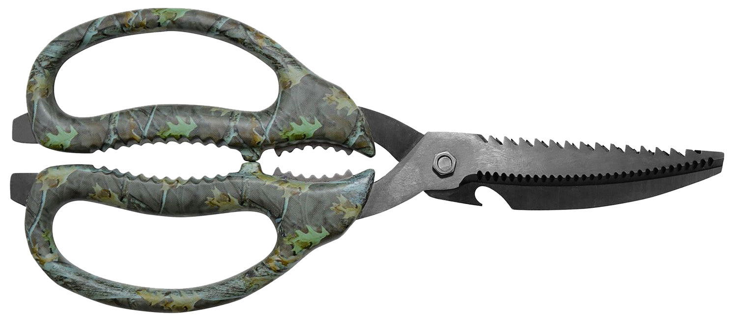 Camillus 19403 9" Multi-Function Game Shears Camo, 4" Serrated Titanium Bonded Blade with Bone Notch and Bottle Opener