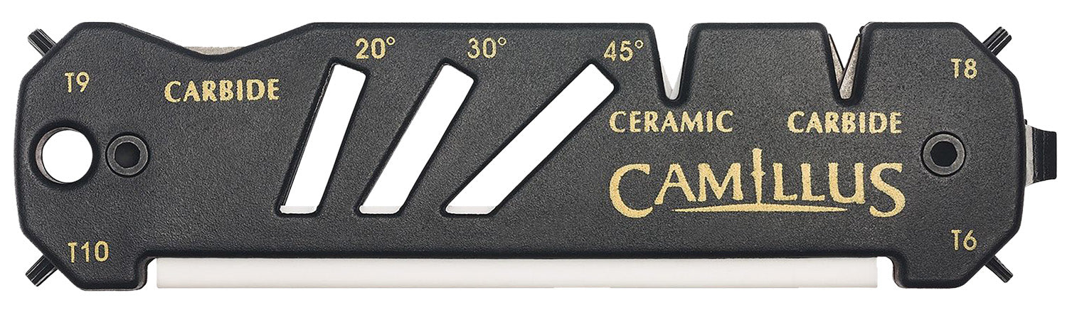 Camillus 19224 Glide All-In-One Knife, Hook & Shear Sharpener with T-Drivers, Black