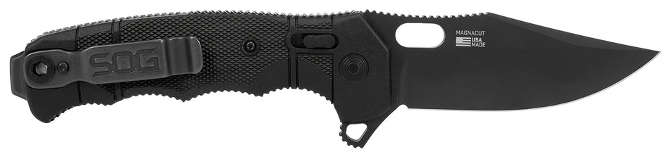 S.O.G Seal XR Large Format Folding Pocket Knife 3.90" Plain MagnaCut Blade Black GRN Handle with Titanium Liners