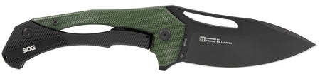 S.O.G Bulwark FLK EDC Folding Knife 3.50" Drop Point D2 Steel Blade Black PVD Finish Olive Drab Linen Micarta Handle
