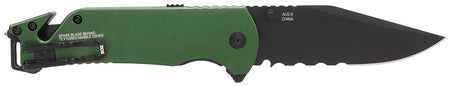 SOG Escape ATK 2.0 Folding EDC Knife 3.40" Part Serrated AUS-8A Steel Blade, Green/Black Aluminum Handle, Gift Box