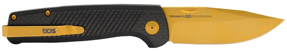 SOG Terminus SJ LTE Lightweight EDC 2.90" Folding Knife Gold TiNi S35VN Blade, Graphite Textured G10 Handle