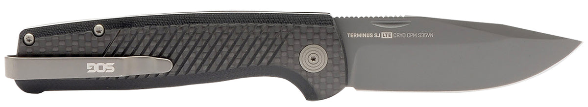 SOG Terminus SJ LTE Lightweight EDC 2.90" Folding Knife Black TiNi S35VN Blade, Graphite Textured G10 Handle