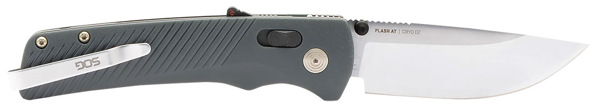 SOG Flash AT EDC Assisted Opening Folder 3.45" Cryo D2 Satin Blade Urban Grey GRN Handle