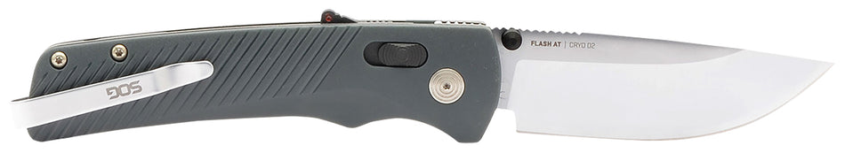 SOG Flash AT EDC Assisted Opening Folder 3.45" Cryo D2 Satin Blade Urban Grey GRN Handle
