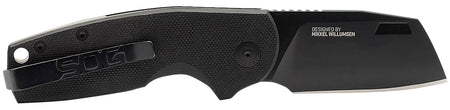 SOG Stout SJ EDC Folder 2.60" Stonewashed Cryo D2 Clip Point Blade Black Textured G10 Handle