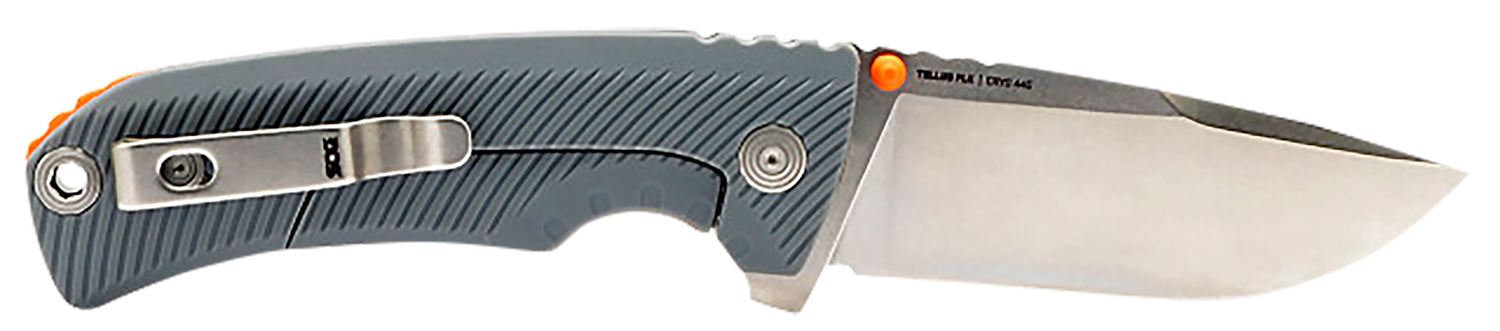 SOG Tellus FLK Framelock Folder 3.65" Stonewashed Cryo 440C Stainless Blade Wolf Gray GRN Handle